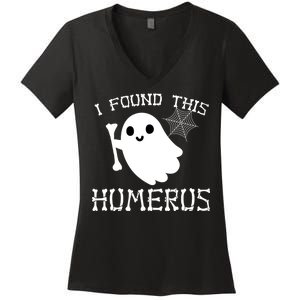 I Found This Humerus Funny Halloween Ghost Women's V-Neck T-Shirt