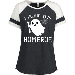 I Found This Humerus Funny Halloween Ghost Enza Ladies Jersey Colorblock Tee