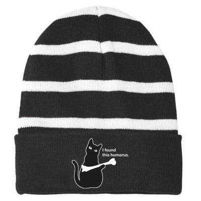 I Found This Humorous Cat Striped Beanie with Solid Band