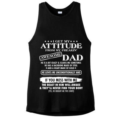 I Get My Attitude From My Freakin' Awesome Dad Ladies PosiCharge Tri-Blend Wicking Tank