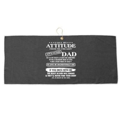 I Get My Attitude From My Freakin' Awesome Dad Large Microfiber Waffle Golf Towel