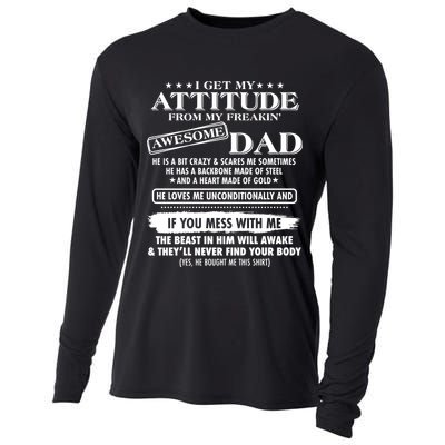 I Get My Attitude From My Freakin' Awesome Dad Cooling Performance Long Sleeve Crew