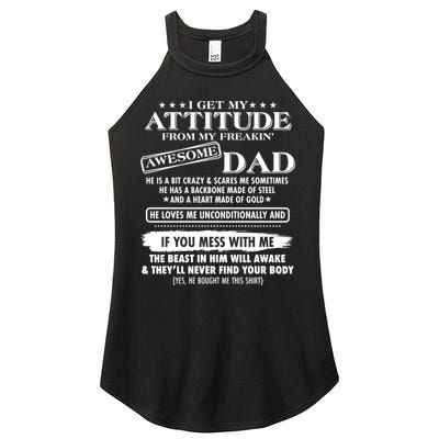 I Get My Attitude From My Freakin' Awesome Dad Women's Perfect Tri Rocker Tank
