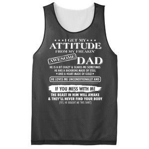 I Get My Attitude From My Freakin' Awesome Dad Mesh Reversible Basketball Jersey Tank