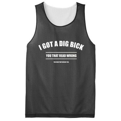 I Got a Dig Bick You Read That Wrong Funny Word Play Mesh Reversible Basketball Jersey Tank