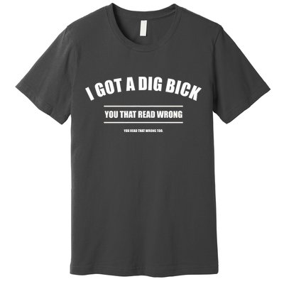 I Got a Dig Bick You Read That Wrong Funny Word Play Premium T-Shirt