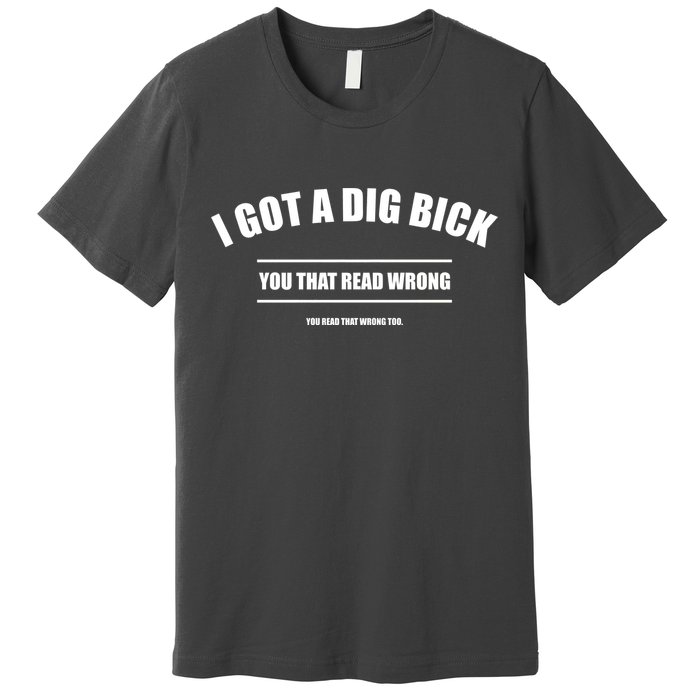 I Got a Dig Bick You Read That Wrong Funny Word Play Premium T-Shirt