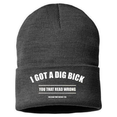 I Got a Dig Bick You Read That Wrong Funny Word Play Sustainable Knit Beanie