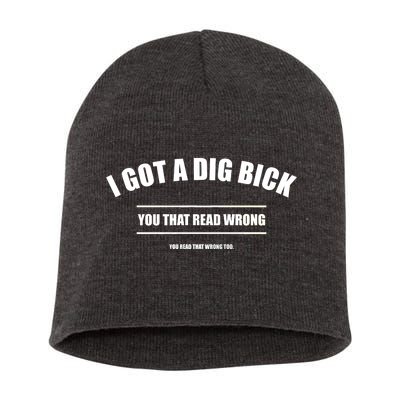 I Got a Dig Bick You Read That Wrong Funny Word Play Short Acrylic Beanie