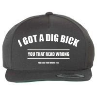 I Got a Dig Bick You Read That Wrong Funny Word Play Wool Snapback Cap