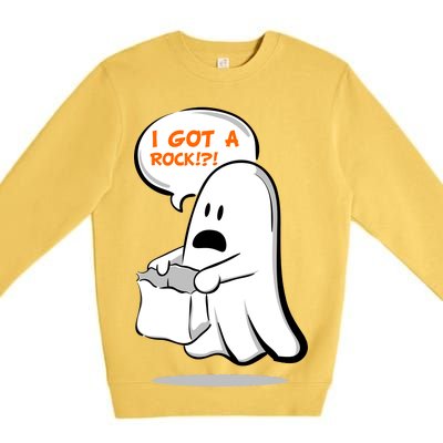 I Got A Rock!?! Halloween Ghost Trick or Treat Premium Crewneck Sweatshirt