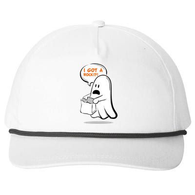 I Got A Rock!?! Halloween Ghost Trick or Treat Snapback Five-Panel Rope Hat