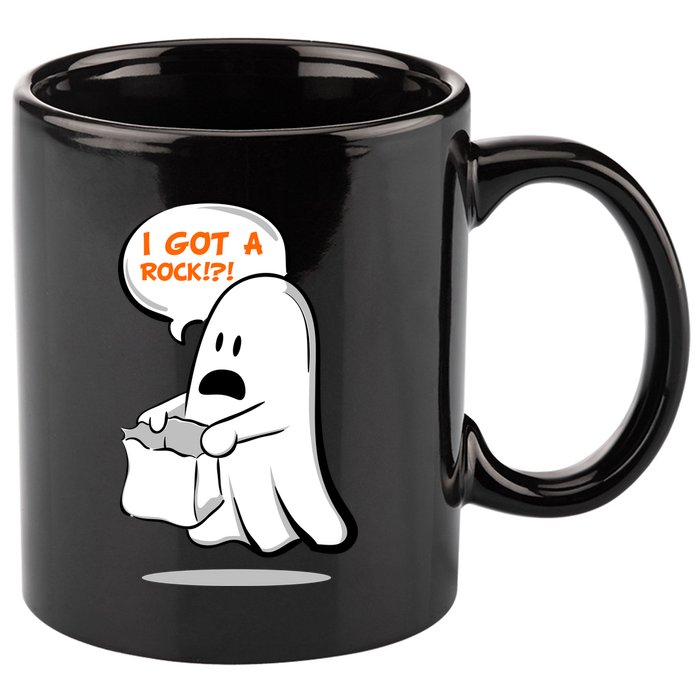 I Got A Rock!?! Halloween Ghost Trick or Treat 11oz C Handle Ceramic Mug