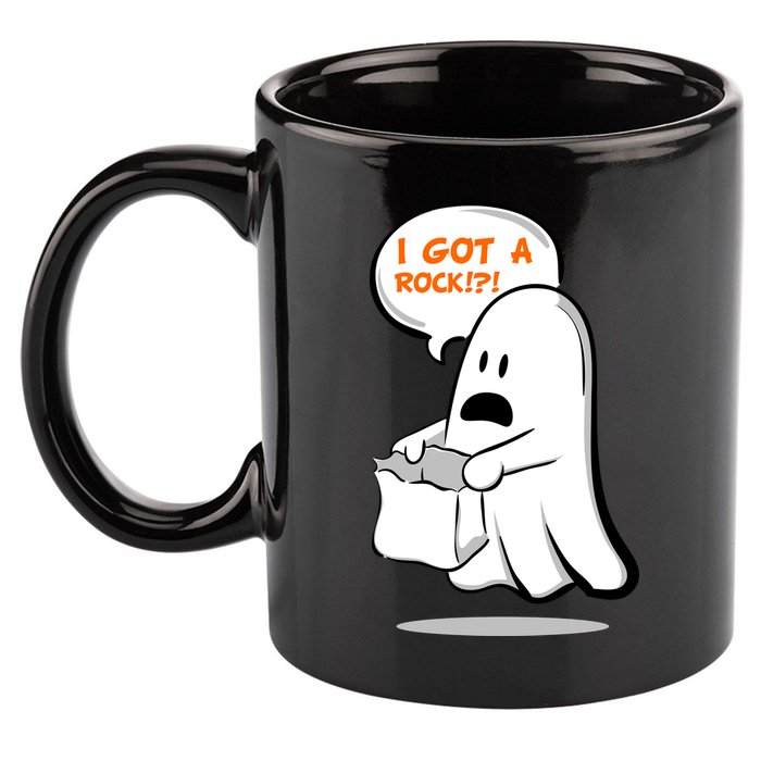 I Got A Rock!?! Halloween Ghost Trick or Treat 11oz C Handle Ceramic Mug