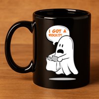 I Got A Rock!?! Halloween Ghost Trick or Treat 11oz C Handle Ceramic Mug