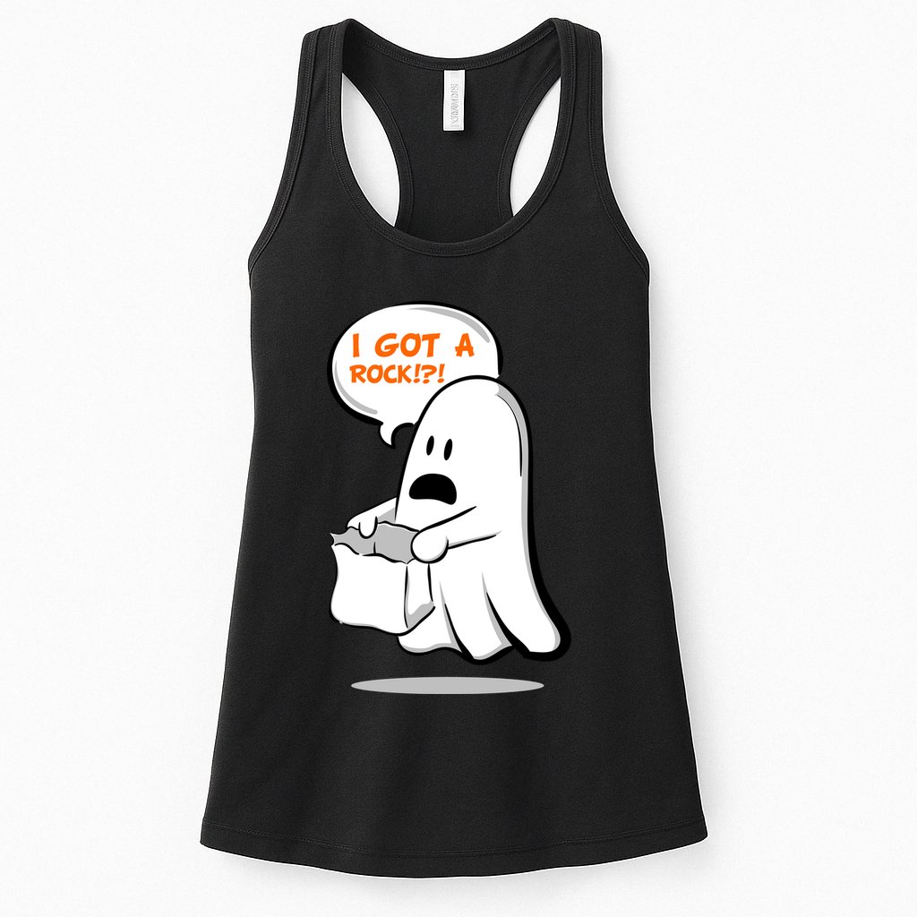 I Got A Rock!?! Halloween Ghost Trick or Treat Womens Tank Top