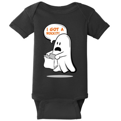 I Got A Rock!?! Halloween Ghost Trick or Treat Baby Bodysuit