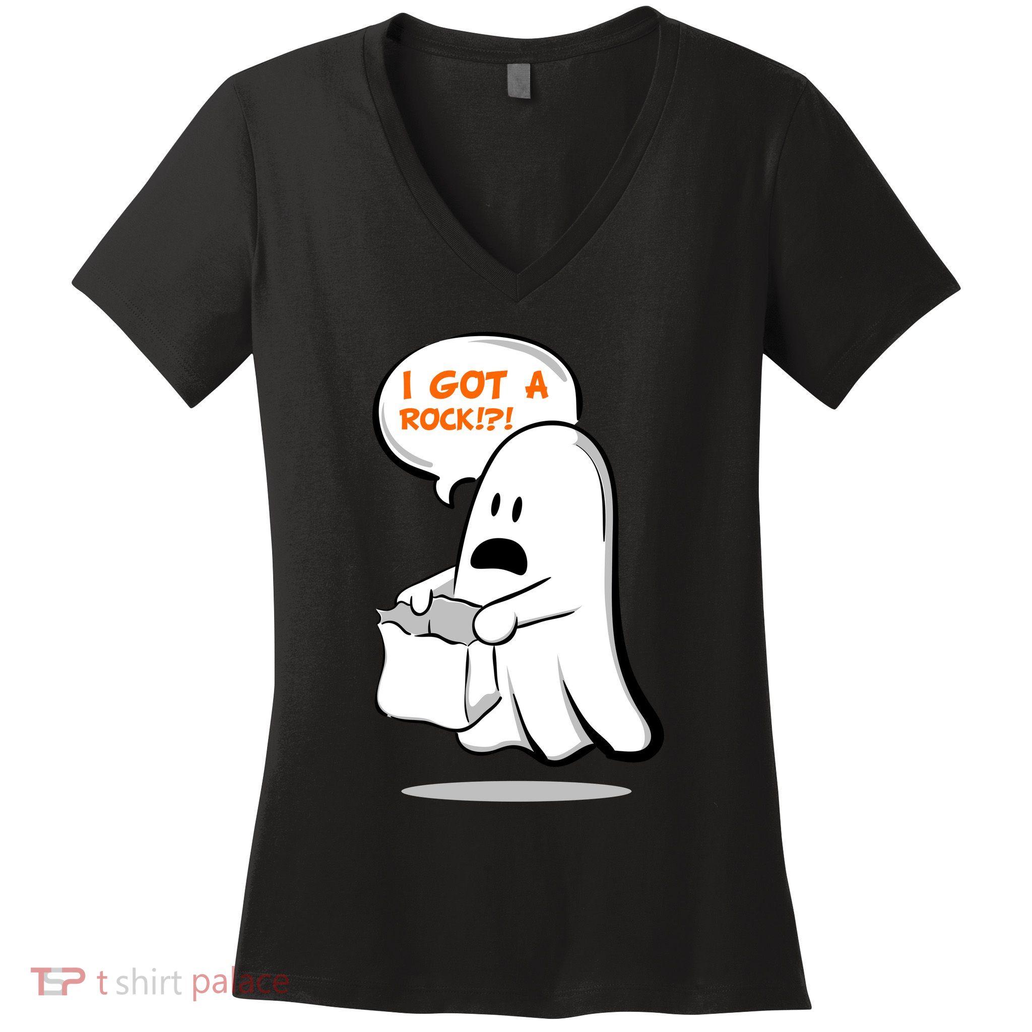 I Got A Rock!?! Halloween Ghost Trick or Treat Women's V-Neck T-Shirt