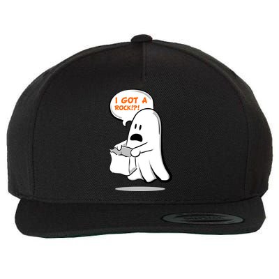 I Got A Rock!?! Halloween Ghost Trick or Treat Wool Snapback Cap