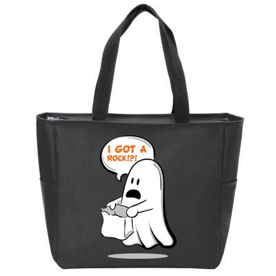 I Got A Rock!?! Halloween Ghost Trick or Treat Zip Tote Bag