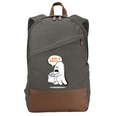 I Got A Rock!?! Halloween Ghost Trick or Treat Cotton Canvas Backpack