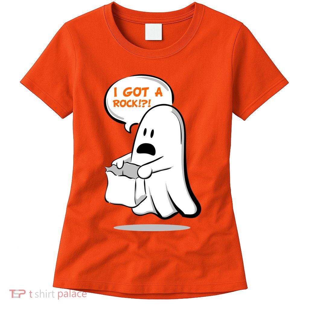 I Got A Rock!?! Halloween Ghost Trick or Treat Womens T-Shirt