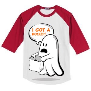 I Got A Rock!?! Halloween Ghost Trick or Treat Kids Colorblock Raglan Jersey