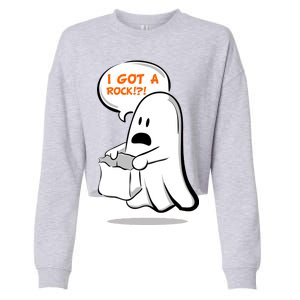 I Got A Rock!?! Halloween Ghost Trick or Treat Cropped Pullover Crew