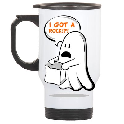 I Got A Rock!?! Halloween Ghost Trick or Treat Stainless Steel Travel Mug