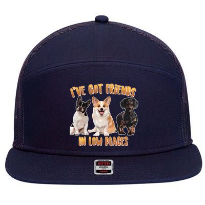 I Got Friends In Low Places Dogs 7 Panel Mesh Trucker Snapback Hat