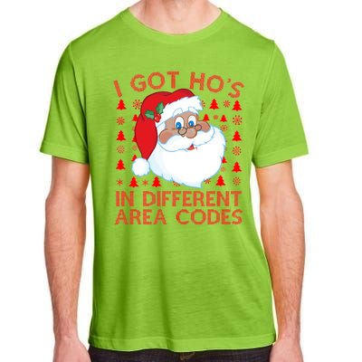 I Got Ho's In Different Aera Codes Santa Claus Ugly Christmas Adult ChromaSoft Performance T-Shirt