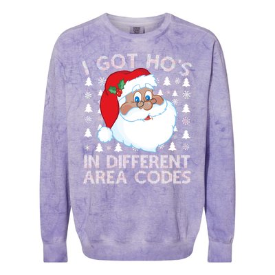 I Got Ho's In Different Aera Codes Santa Claus Ugly Christmas Colorblast Crewneck Sweatshirt