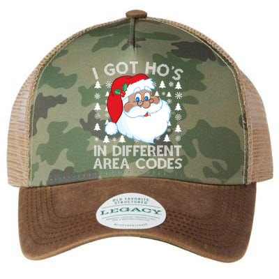 I Got Ho's In Different Aera Codes Santa Claus Ugly Christmas Legacy Tie Dye Trucker Hat