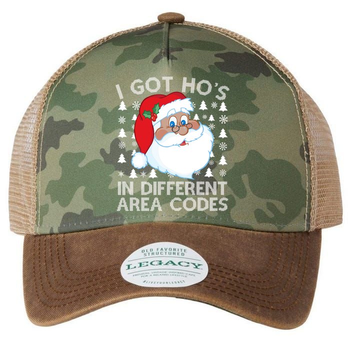 I Got Ho's In Different Aera Codes Santa Claus Ugly Christmas Legacy Tie Dye Trucker Hat