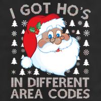 I Got Ho's In Different Aera Codes Santa Claus Ugly Christmas 7 Panel Mesh Trucker Snapback Hat