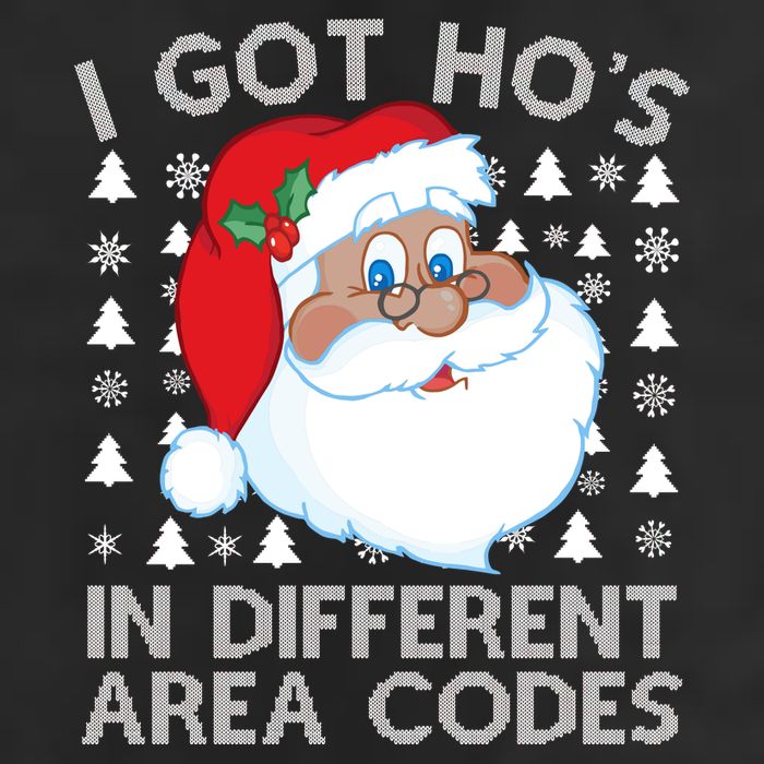 I Got Ho's In Different Aera Codes Santa Claus Ugly Christmas 7 Panel Mesh Trucker Snapback Hat