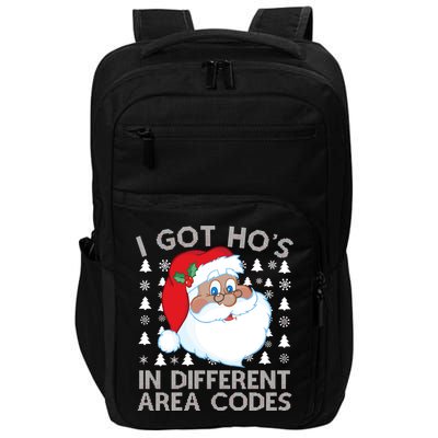 I Got Ho's In Different Aera Codes Santa Claus Ugly Christmas Impact Tech Backpack