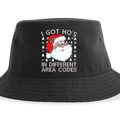 I Got Ho's In Different Aera Codes Santa Claus Ugly Christmas Sustainable Bucket Hat