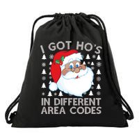 I Got Ho's In Different Aera Codes Santa Claus Ugly Christmas Drawstring Bag