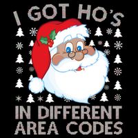 I Got Ho's In Different Aera Codes Santa Claus Ugly Christmas Drawstring Bag