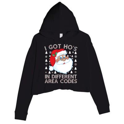 I Got Ho's In Different Aera Codes Santa Claus Ugly Christmas Crop Fleece Hoodie