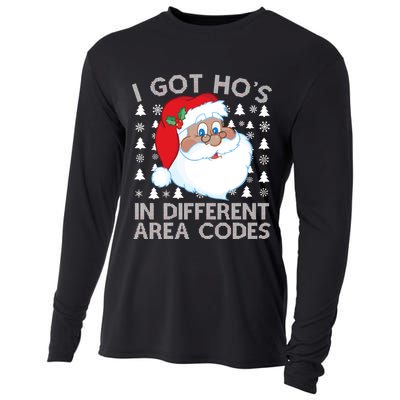 I Got Ho's In Different Aera Codes Santa Claus Ugly Christmas Cooling Performance Long Sleeve Crew