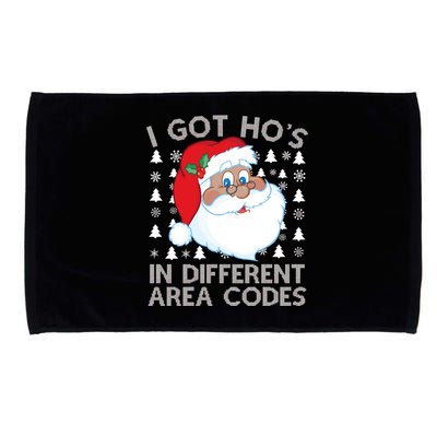 I Got Ho's In Different Aera Codes Santa Claus Ugly Christmas Microfiber Hand Towel