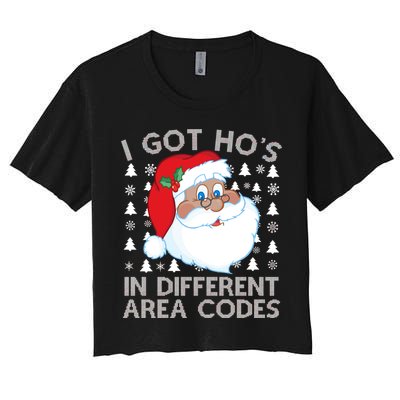 I Got Ho's In Different Aera Codes Santa Claus Ugly Christmas Crop Top