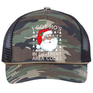 I Got Ho's In Different Aera Codes Santa Claus Ugly Christmas Retro Rope Trucker Hat Cap