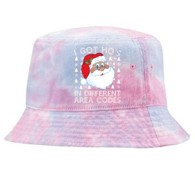 I Got Ho's In Different Aera Codes Santa Claus Ugly Christmas Tie-Dyed Bucket Hat