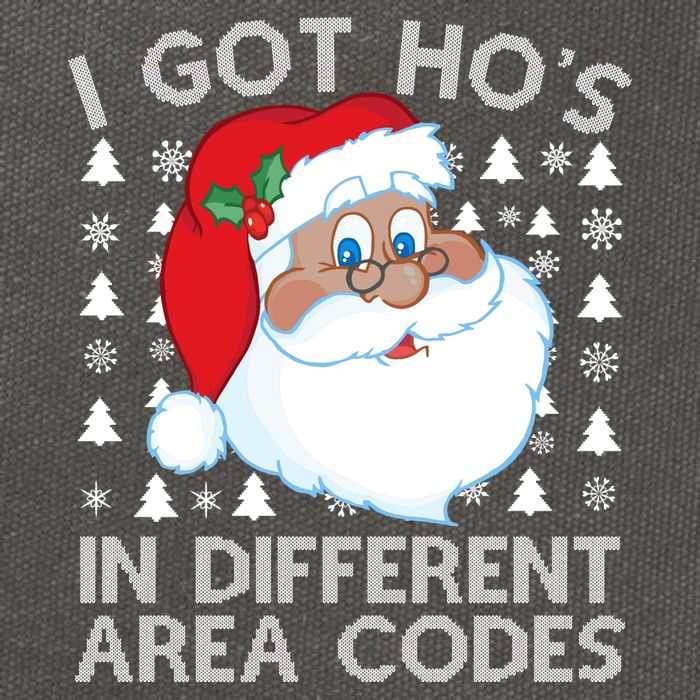 I Got Ho's In Different Aera Codes Santa Claus Ugly Christmas Cotton Canvas Backpack