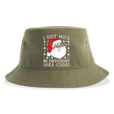 I Got Ho's In Different Aera Codes Santa Claus Ugly Christmas Sustainable Bucket Hat