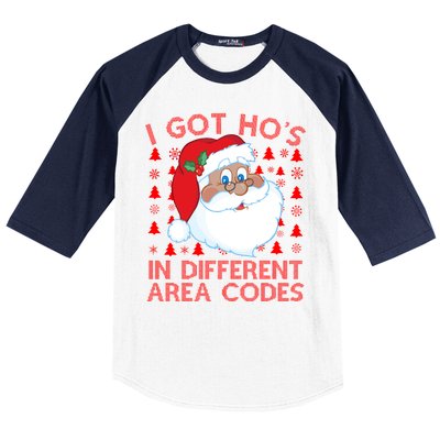 I Got Ho's In Different Aera Codes Santa Claus Ugly Christmas Baseball Sleeve Shirt