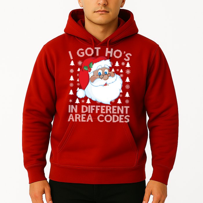 I Got Ho's In Different Aera Codes Santa Claus Ugly Christmas Hoodie